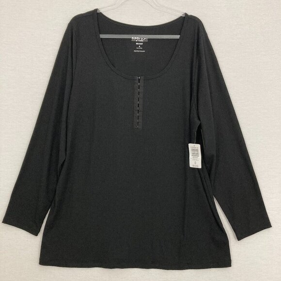 New Torrid Black Super Soft Rib Knit Stretch Comfy Hook Closure Front Top 4X - Picture 1 of 8